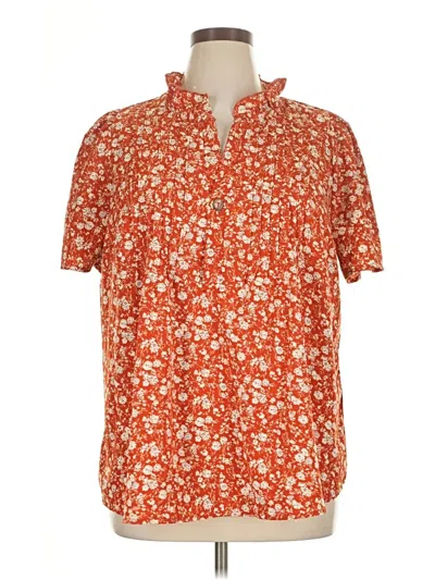 Pre-owned Shein Curve Short Sleeve Blouse In Orange