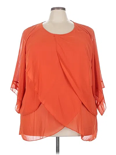 Pre-owned Shein Curve Short Sleeve Blouse In Orange
