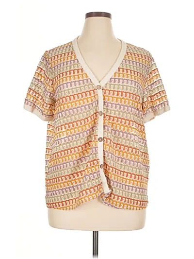 Pre-owned Shein Curve Short Sleeve Blouse In Orange