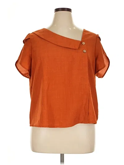 Pre-owned Shein Curve Short Sleeve Blouse In Orange