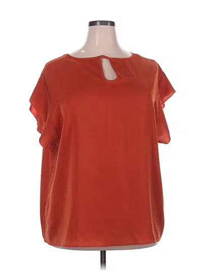Pre-owned Shein Curve Short Sleeve Blouse In Orange