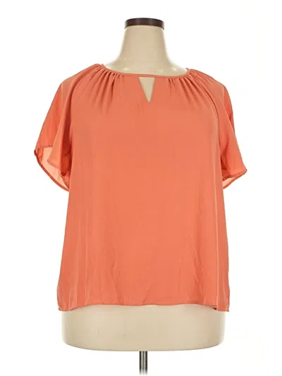 Pre-owned Shein Curve Short Sleeve Blouse In Orange