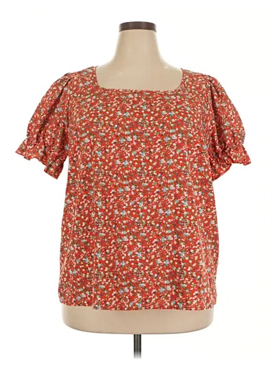 Pre-owned Shein Curve Short Sleeve Blouse In Orange