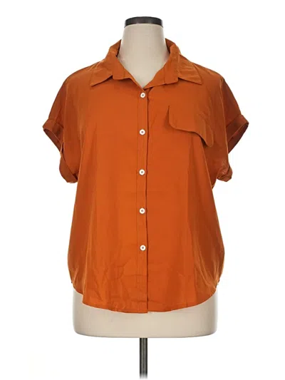 Pre-owned Shein Curve Short Sleeve Blouse In Orange