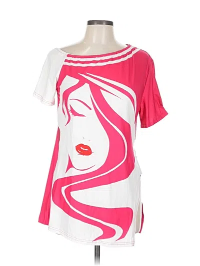 Pre-owned Shein Curve Short Sleeve Blouse In Pink