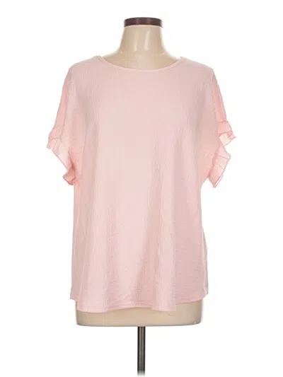 Pre-owned Shein Curve Short Sleeve Blouse In Pink