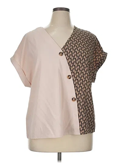 Pre-owned Shein Curve Short Sleeve Blouse In Pink