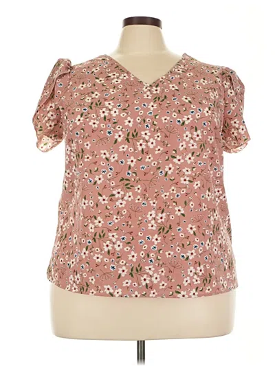 Pre-owned Shein Curve Short Sleeve Blouse In Pink