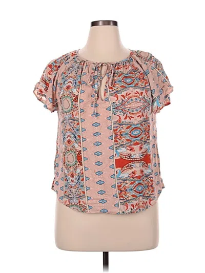 Pre-owned Shein Curve Short Sleeve Blouse In Pink