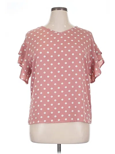 Pre-owned Shein Curve Short Sleeve Blouse In Pink
