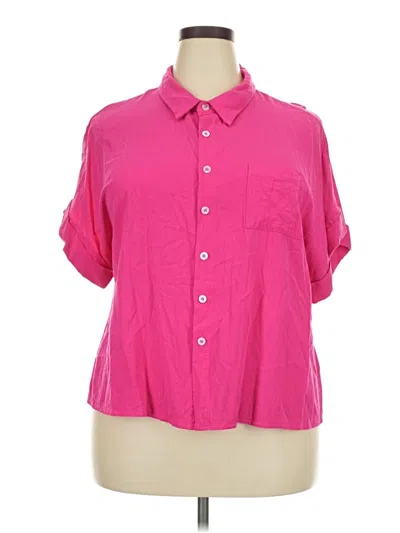 Pre-owned Shein Curve Short Sleeve Blouse In Pink