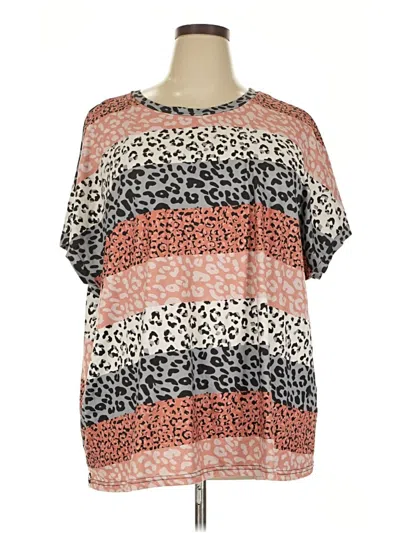Pre-owned Shein Curve Short Sleeve Blouse In Pink