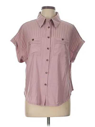 Pre-owned Shein Curve Short Sleeve Blouse In Pink