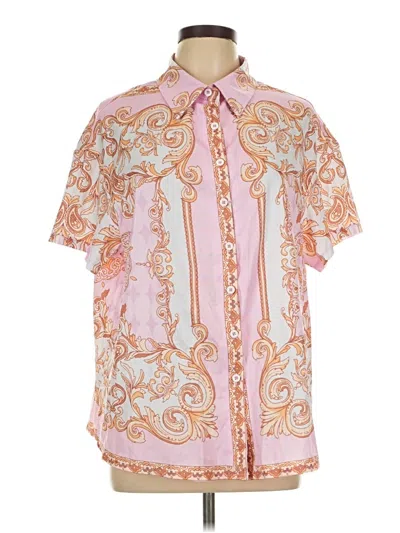 Pre-owned Shein Curve Short Sleeve Blouse In Pink