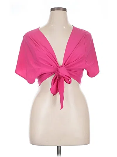 Pre-owned Shein Curve Short Sleeve Blouse In Pink