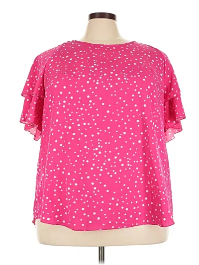 Pre-owned Shein Curve Short Sleeve Blouse In Pink