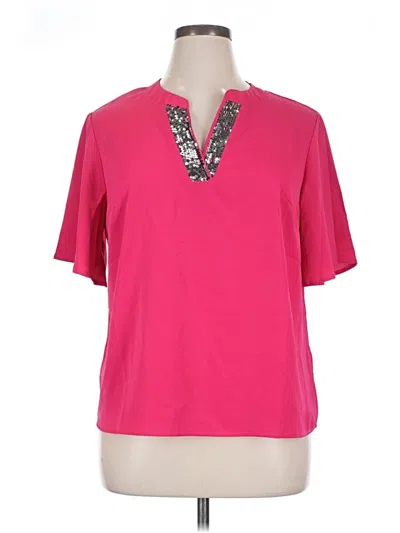 Pre-owned Shein Curve Short Sleeve Blouse In Pink