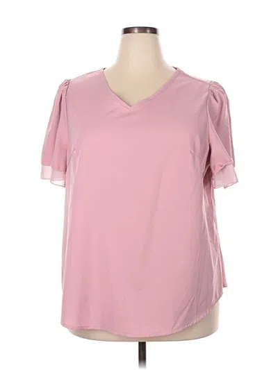 Pre-owned Shein Curve Short Sleeve Blouse In Pink
