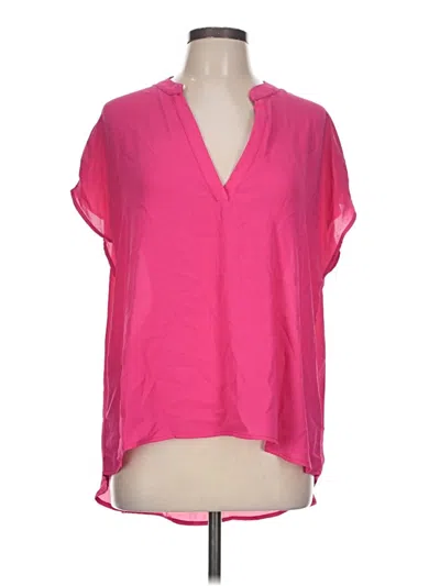 Pre-owned Shein Curve Short Sleeve Blouse In Pink