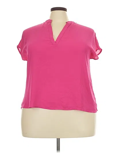 Pre-owned Shein Curve Short Sleeve Blouse In Pink