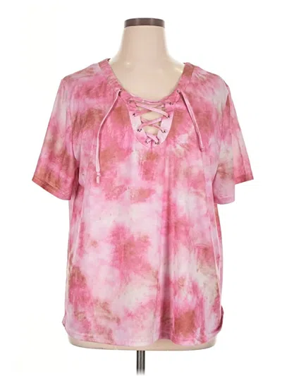 Pre-owned Shein Curve Short Sleeve Blouse In Pink