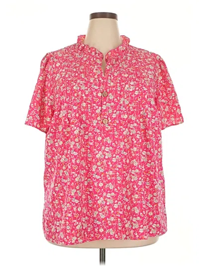 Pre-owned Shein Curve Short Sleeve Blouse In Pink