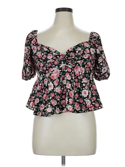 Pre-owned Shein Curve Short Sleeve Blouse In Pink