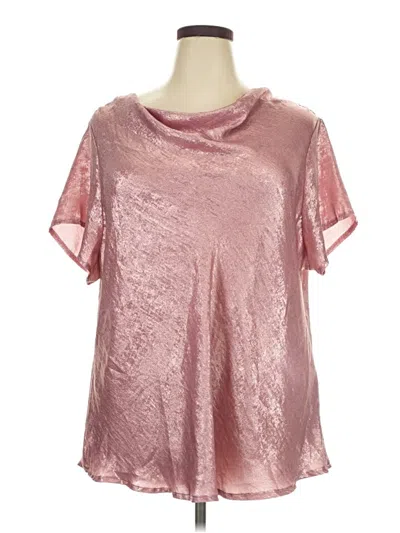 Pre-owned Shein Curve Short Sleeve Blouse In Pink