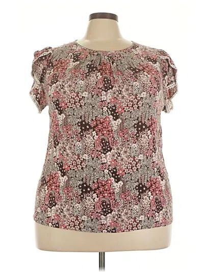 Pre-owned Shein Curve Short Sleeve Blouse In Pink