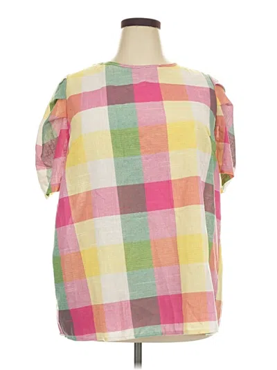 Pre-owned Shein Curve Short Sleeve Blouse In Pink