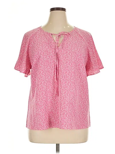 Pre-owned Shein Curve Short Sleeve Blouse In Pink