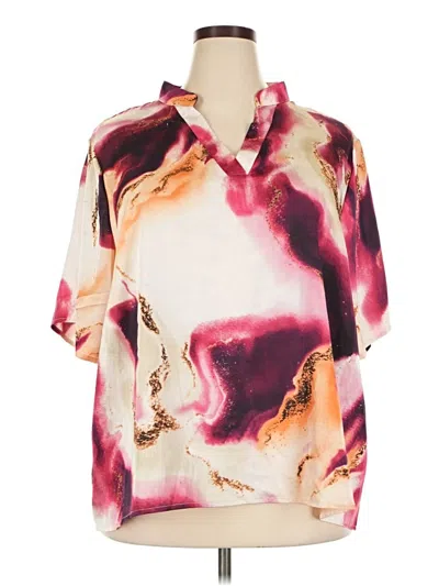 Pre-owned Shein Curve Short Sleeve Blouse In Pink
