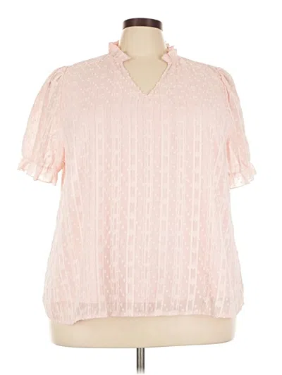 Pre-owned Shein Curve Short Sleeve Blouse In Pink