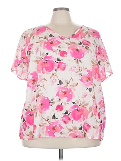Pre-owned Shein Curve Short Sleeve Blouse In Pink