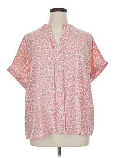 Pre-owned Shein Curve Short Sleeve Blouse In Pink