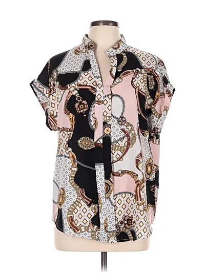 Pre-owned Shein Curve Short Sleeve Blouse In Pink