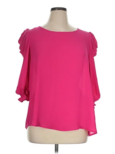 Pre-owned Shein Curve Short Sleeve Blouse In Pink