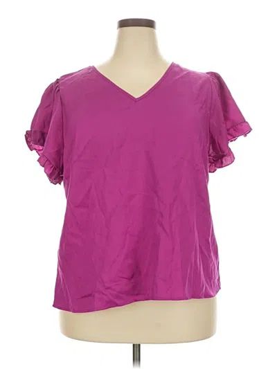 Pre-owned Shein Curve Short Sleeve Blouse In Purple