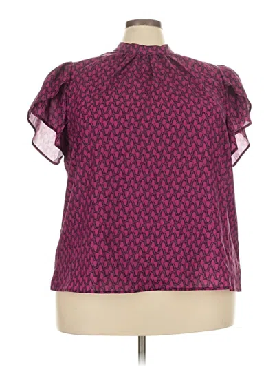 Pre-owned Shein Curve Short Sleeve Blouse In Purple