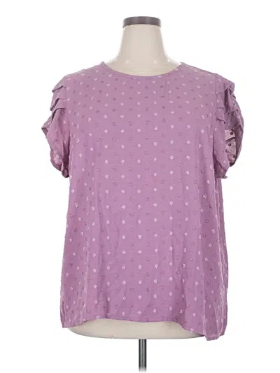 Pre-owned Shein Curve Short Sleeve Blouse In Purple