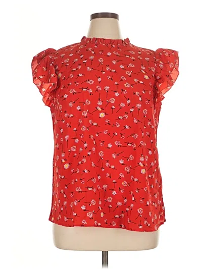 Pre-owned Shein Curve Short Sleeve Blouse In Red