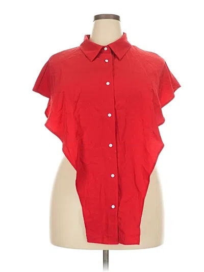 Pre-owned Shein Curve Short Sleeve Blouse In Red