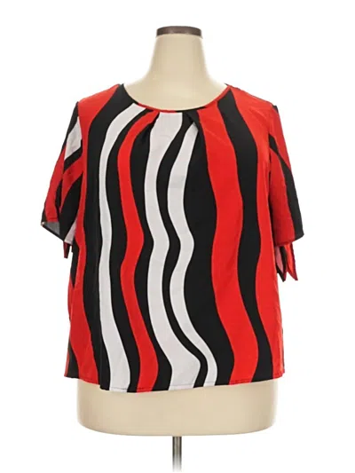Pre-owned Shein Curve Short Sleeve Blouse In Red