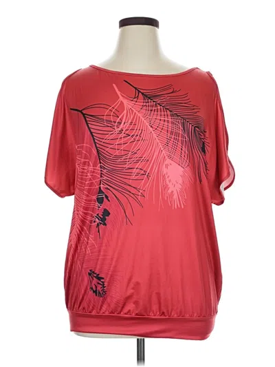 Pre-owned Shein Curve Short Sleeve Blouse In Red