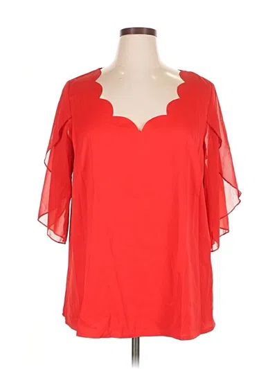 Pre-owned Shein Curve Short Sleeve Blouse In Red