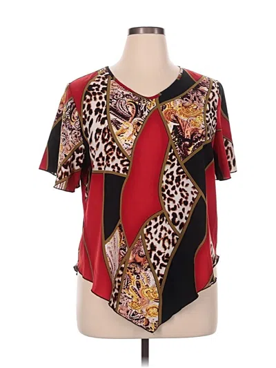 Pre-owned Shein Curve Short Sleeve Blouse In Red