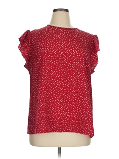 Pre-owned Shein Curve Short Sleeve Blouse In Red