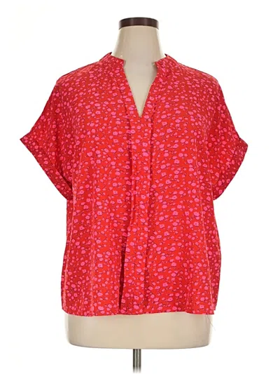 Pre-owned Shein Curve Short Sleeve Blouse In Red