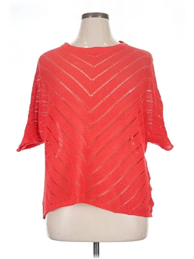 Pre-owned Shein Curve Short Sleeve Blouse In Red