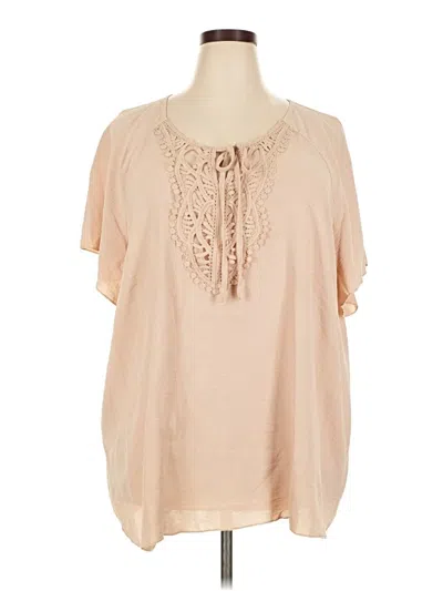 Pre-owned Shein Curve Short Sleeve Blouse In Tan